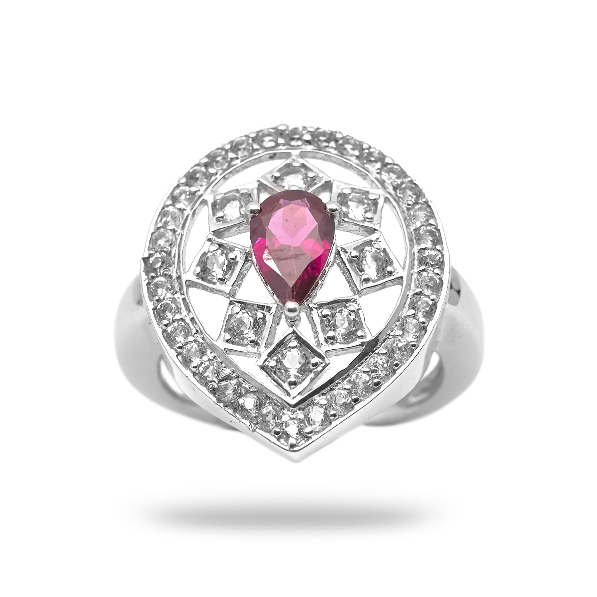 Bague rhodolite, topaze argent Josepha